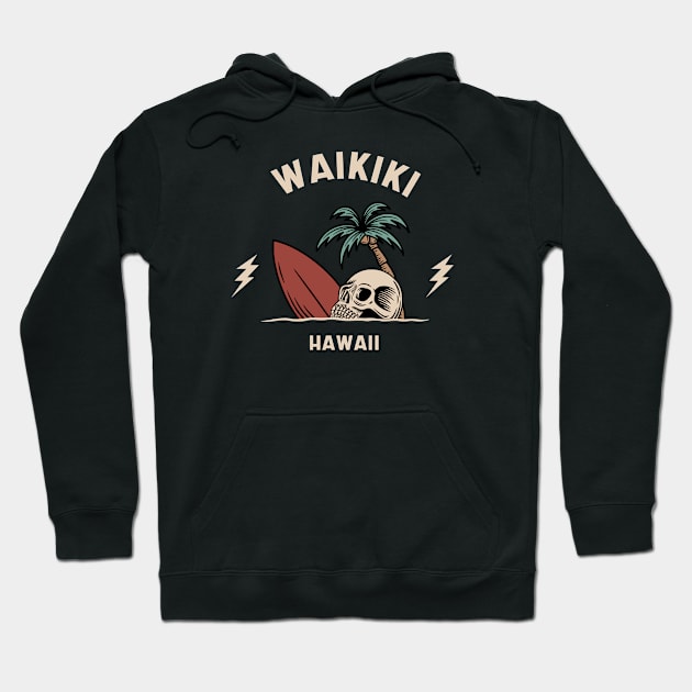 Vintage Surfing Waikiki Hawaii Retro Surfer Hoodie by SLAG_Creative